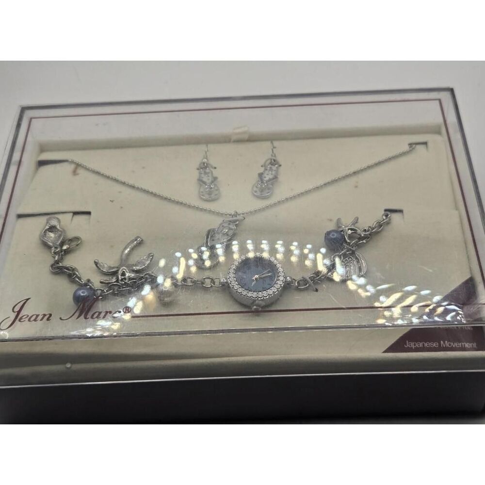 New Old Stock Beach Themed Watch and Jewelery Set - Watch, Necklace and Earrings